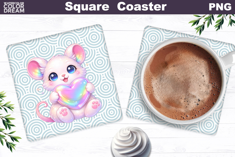 Cute Animal Square Coaster | Valentine Sublimation
