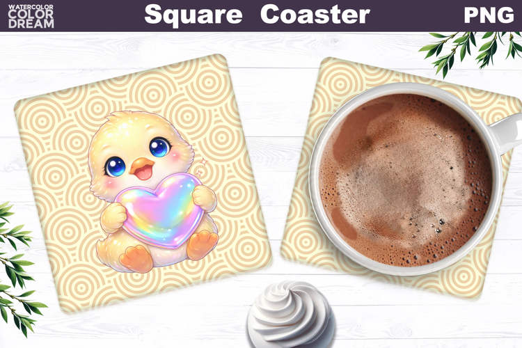 Cute Animal Square Coaster | Valentine Sublimation