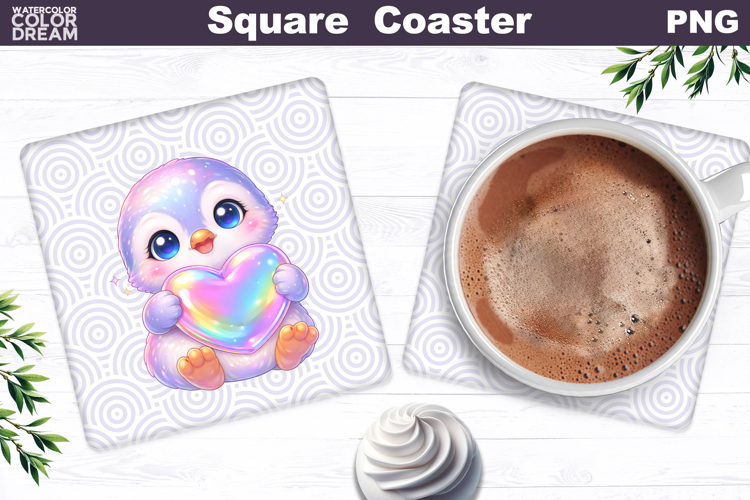 Cute Animal Square Coaster | Valentine Sublimation