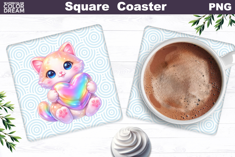 Cute Animal Square Coaster | Valentine Sublimation