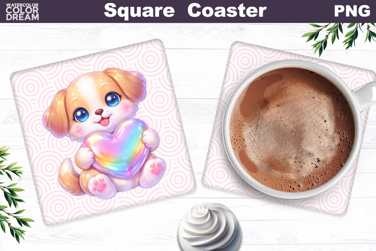 Cute Animal Square Coaster | Valentine Sublimation