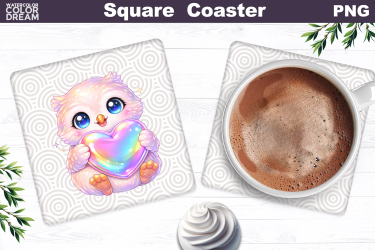 Cute Animal Square Coaster | Valentine Sublimation