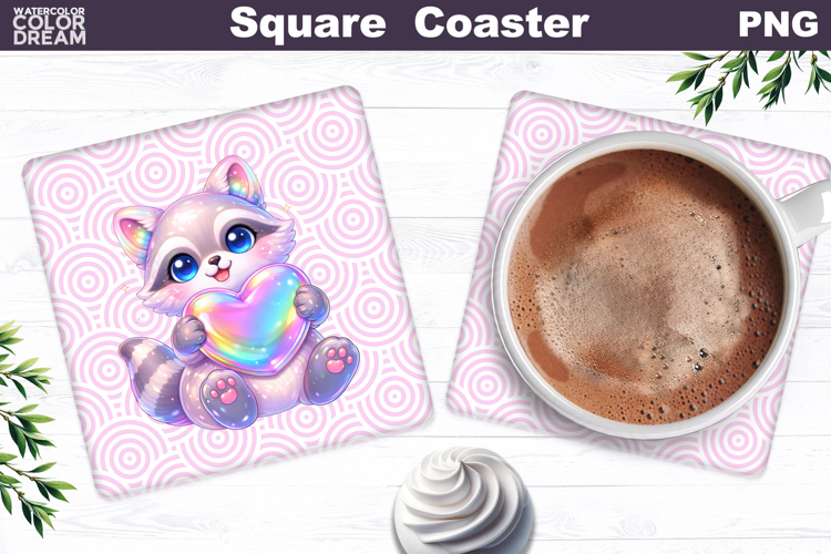 Cute Animal Square Coaster | Valentine Sublimation