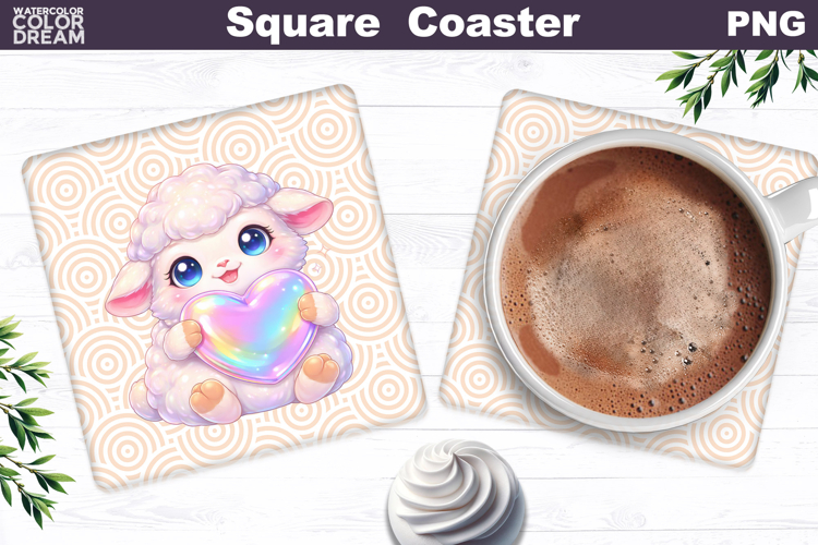 Cute Animal Square Coaster | Valentine Sublimation