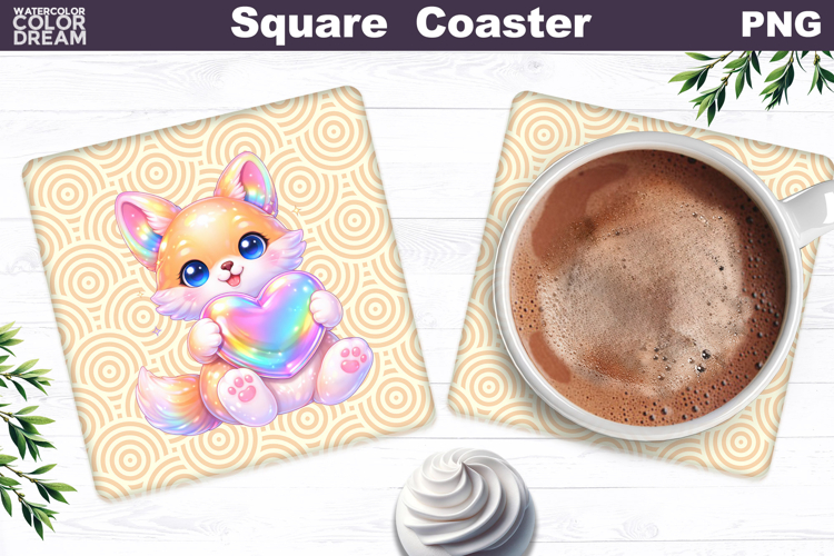 Cute Animal Square Coaster | Valentine Sublimation