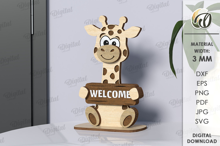 Animal Stand Decor Laser Cut. Giraffe SVG
