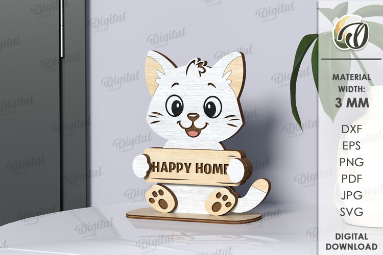 Animal Stand Decor Laser Cut. Cat SVG