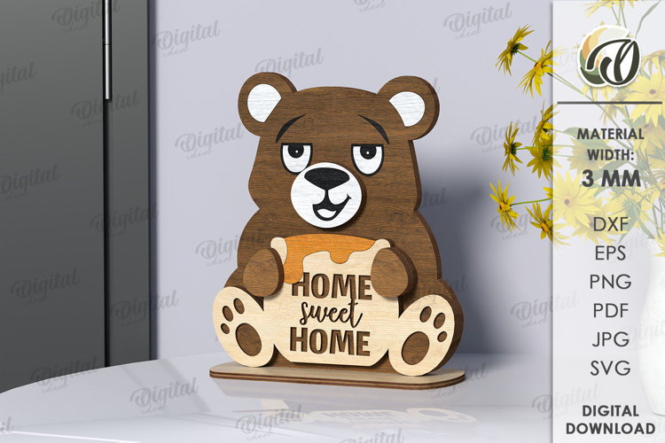 Animal Stand Decor Laser Cut. Bear SVG