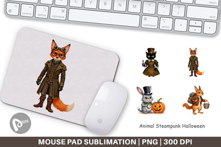 Mouse Pad Steampunk Halloween Animals