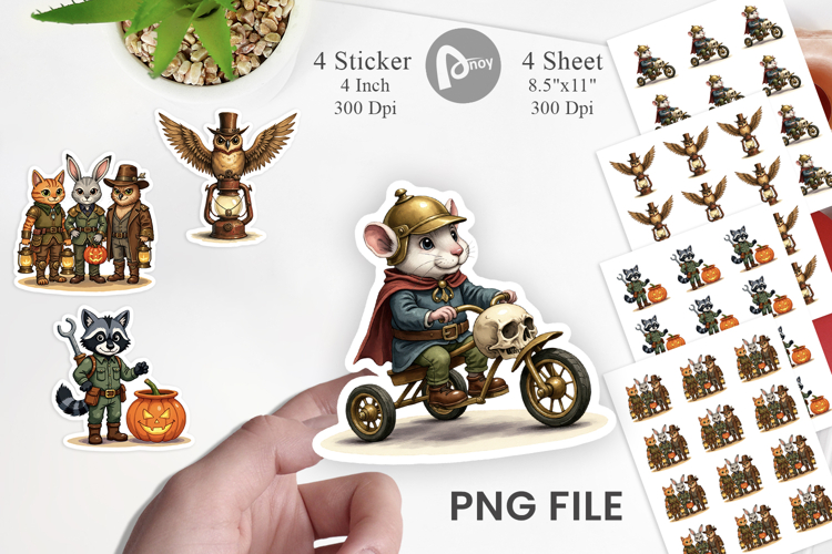 Steampunk Halloween Animals Sticker