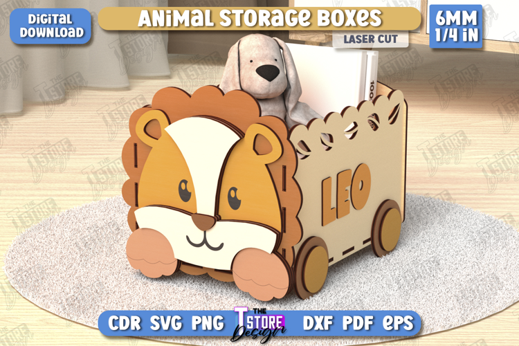 Kids Storage Box Laser Cut | Toy Box | Organizer |Leo Design