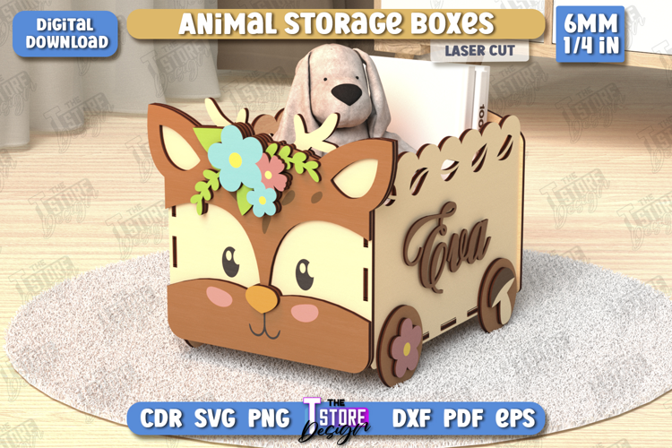 Kids Storage Box Laser Cut| Toy Box | Organizer |Deer Design