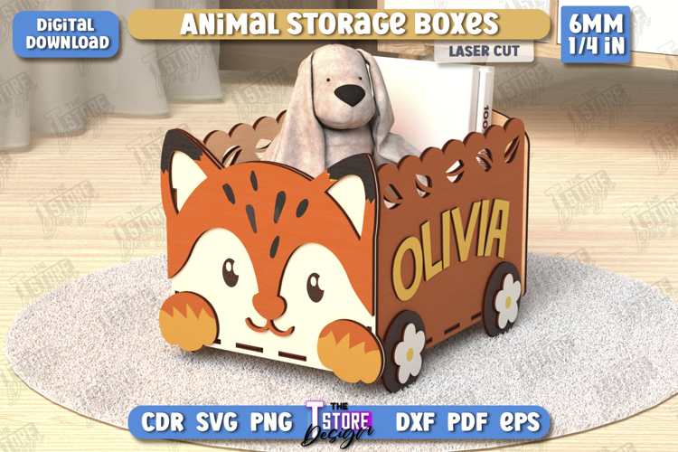 Kids Storage Box Laser Cut | Toy Box | Organizer |Fox Design