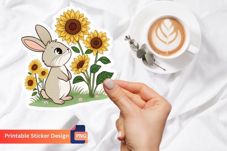 Animal Sunflower Sticker, Sunflower Sticker, Animal Sticker example image 1
