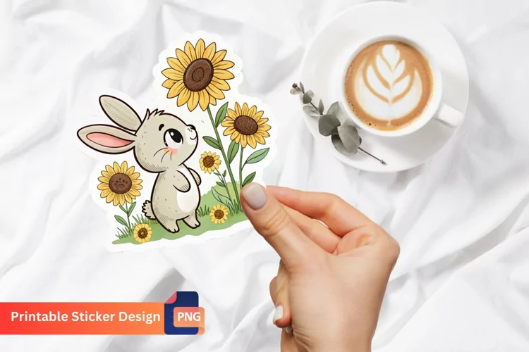 Animal Sunflower Sticker, Sunflower Sticker, Animal Sticker