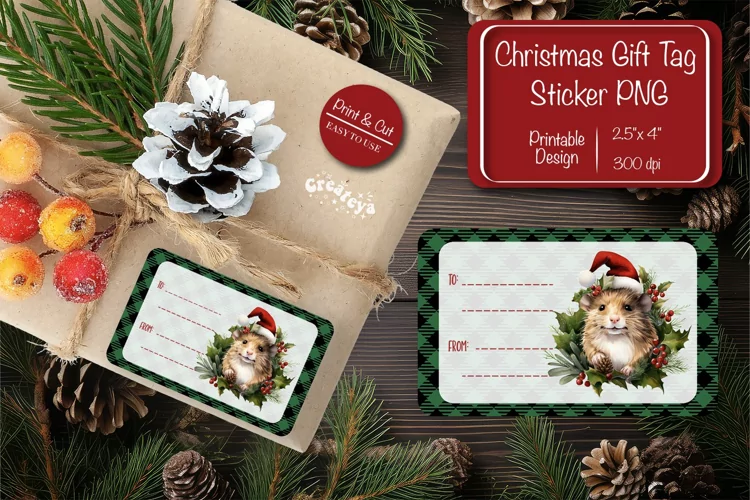 Christmas Gift Tag Stickers Christmas tag printable PNG