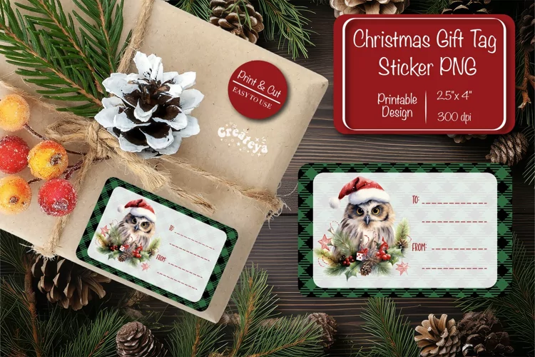 Christmas Gift Tag Stickers Christmas tag printable PNG