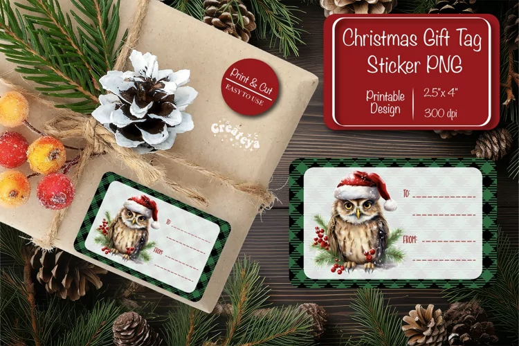 Christmas Gift Tag Stickers Christmas tag printable PNG