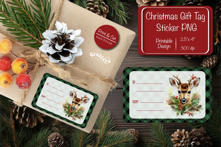 Christmas Gift Tag Stickers Christmas tag printable PNG