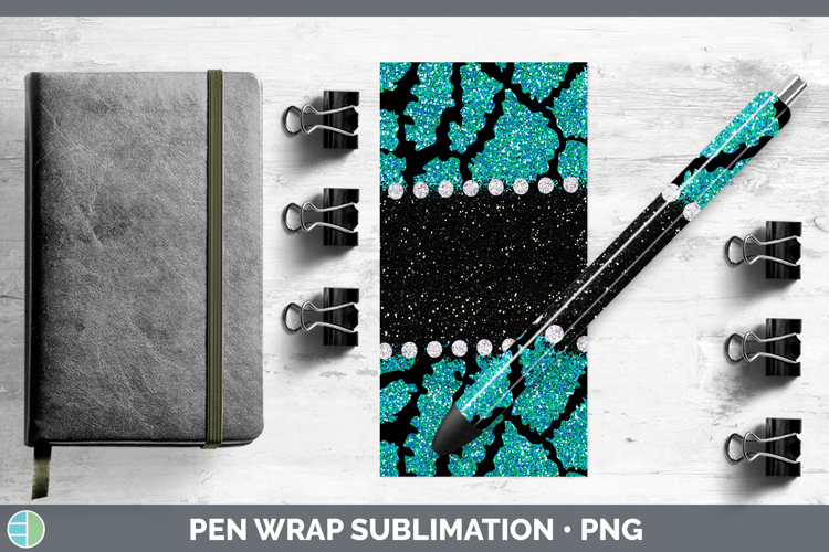 Animal Teal Giraffe Pen Wrap Sublimation Pen Designs