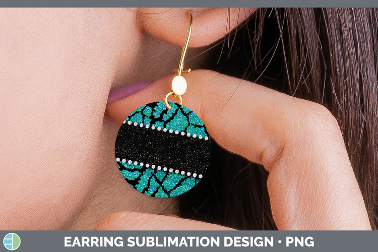 Animal Teal Giraffe Round Earrings Sublimation Earrings Desi