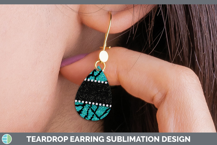 Animal Teal Giraffe Teardrop Earrings Sublimation Earrings D