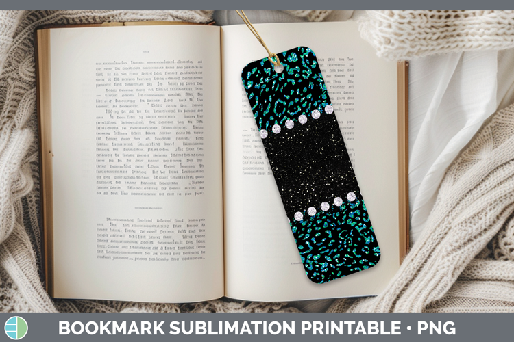 Animal Teal Jaguar Bookmark Sublimation Printable Designs
