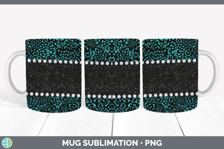 Animal Teal Jaguar Mug Wrap Sublimation Coffee Cup Designs