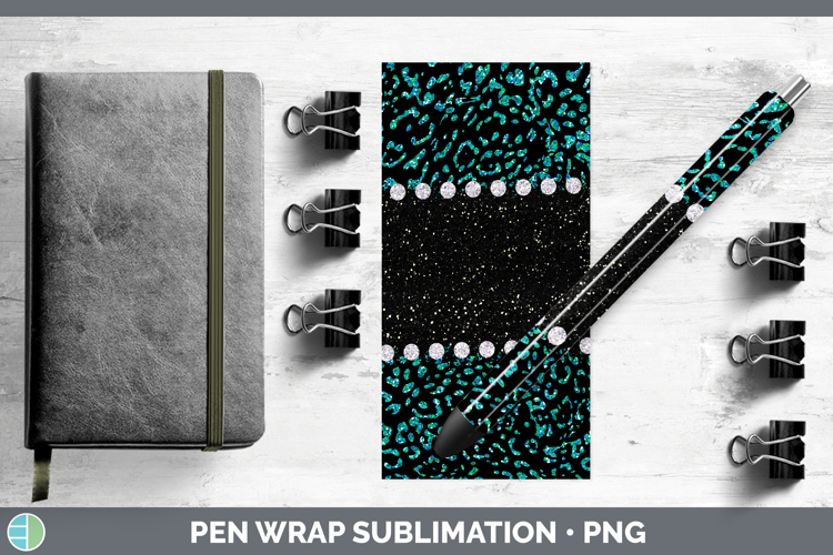 Animal Teal Jaguar Pen Wrap Sublimation Pen Designs