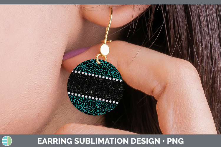 Animal Teal Jaguar Round Earrings Sublimation Earrings Desig