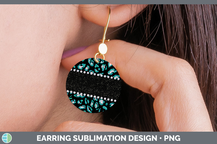 Animal Teal Leopard Round Earrings Sublimation Earrings Desi