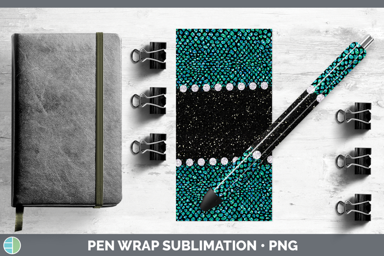 Animal Teal Snake Pen Wrap Sublimation Pen Designs