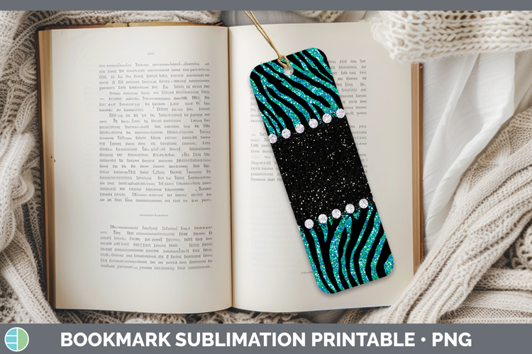 Animal Teal Tiger Bookmark Sublimation Printable Designs