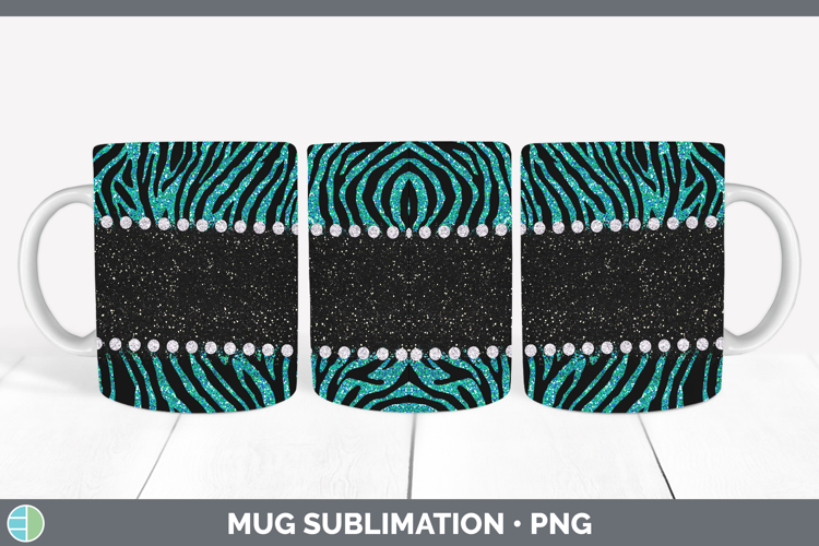 Animal Teal Tiger Mug Wrap Sublimation Coffee Cup Designs