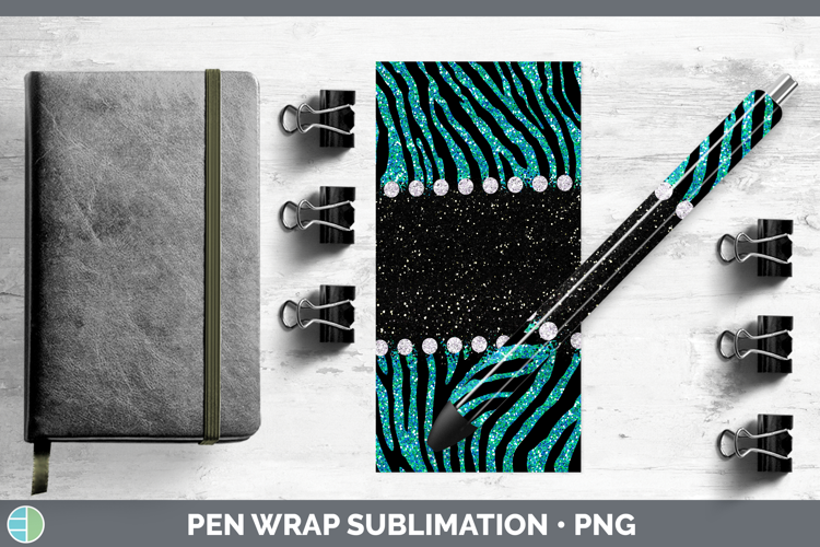 Animal Teal Tiger Pen Wrap Sublimation Pen Designs