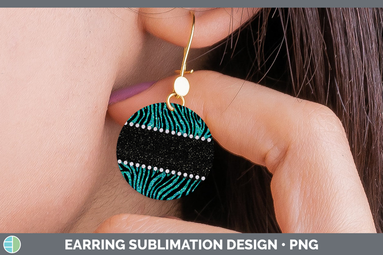 Animal Teal Tiger Round Earrings Sublimation Earrings Design