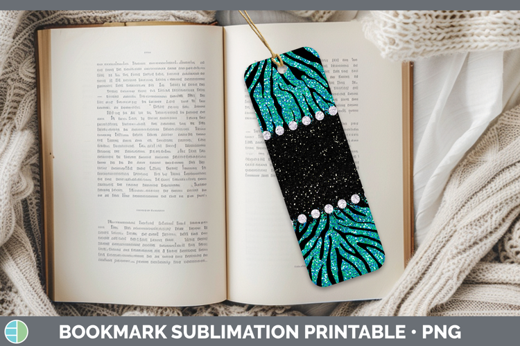 Animal Teal Zebra Bookmark Sublimation Printable Designs