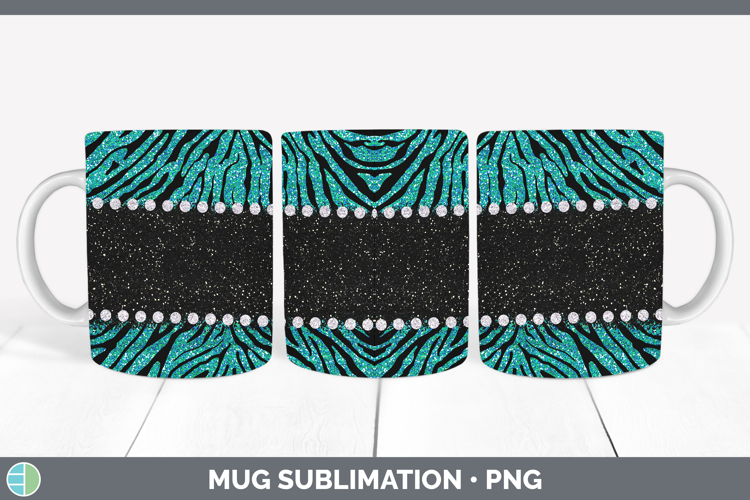 Animal Teal Zebra Mug Wrap Sublimation Coffee Cup Designs