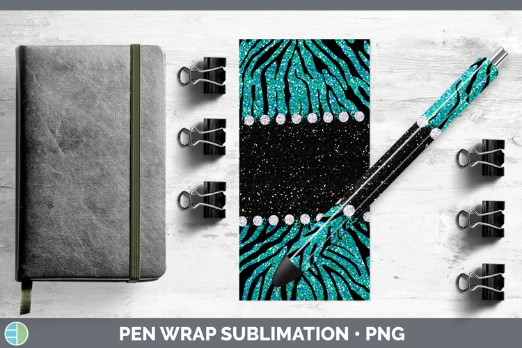 Animal Teal Zebra Pen Wrap Sublimation Pen Designs