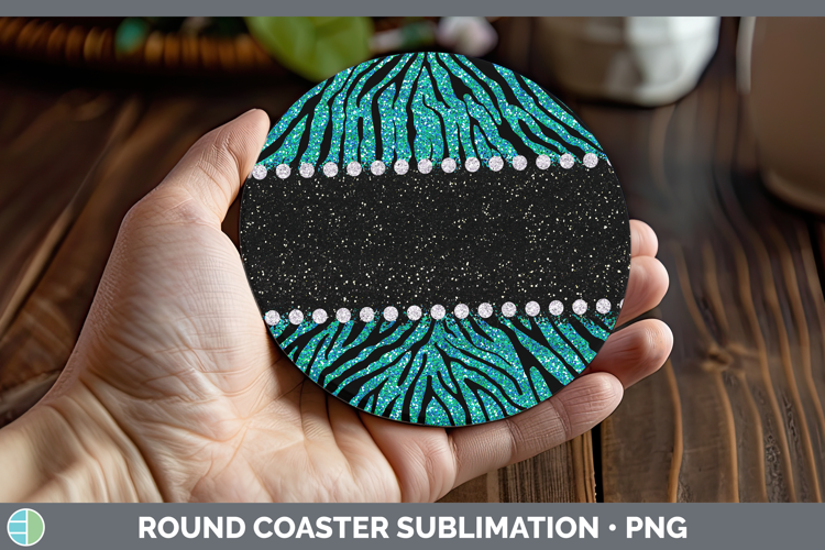 Animal Teal Zebra Round Coaster Sublimation Coaster Designs
