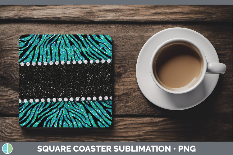 Animal Teal Zebra Square Coaster Sublimation Coaster Designs