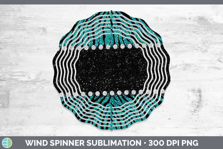 Animal Teal Zebra Wind Spinner Sublimation Spinner Designs