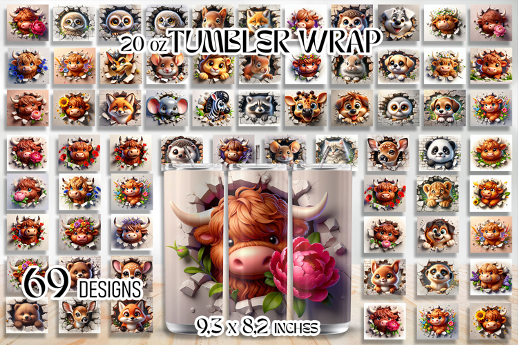 Animal Tumbler Wrap, Spring Sublimation bundle