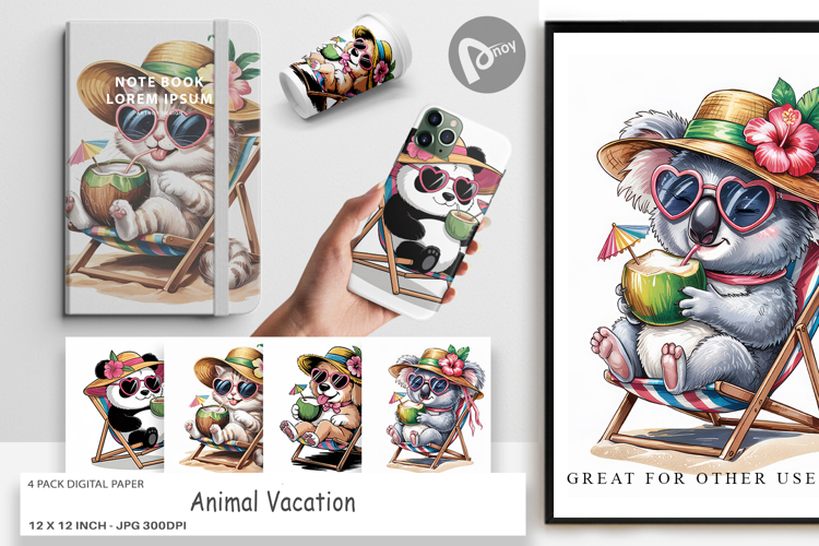 Digital Paper Vacation Animal
