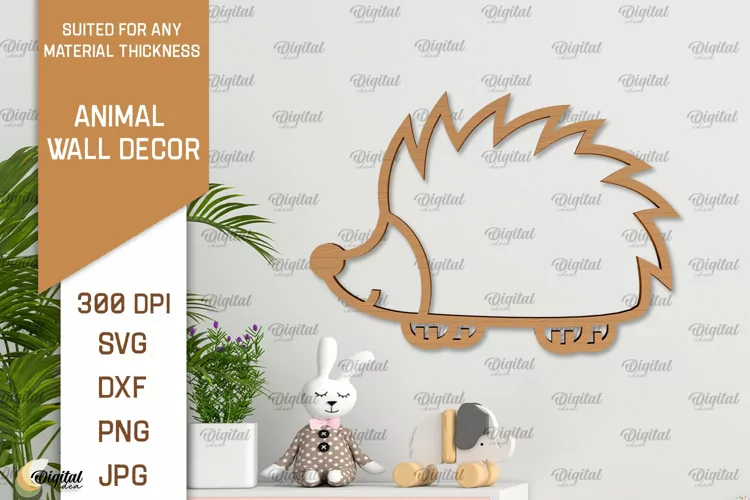 Hedgehog Wall Decor Laser Cut. Baby Animals Wall Art SVG