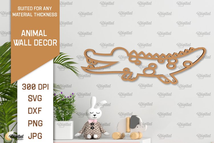 Crocodile Wall Decor Laser Cut. Baby Animals Wall Art SVG