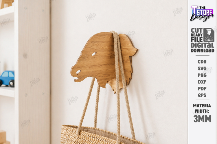 3D Animal Wall Hook Laser Cut | Wall Hanging | Bull SVG |CNC