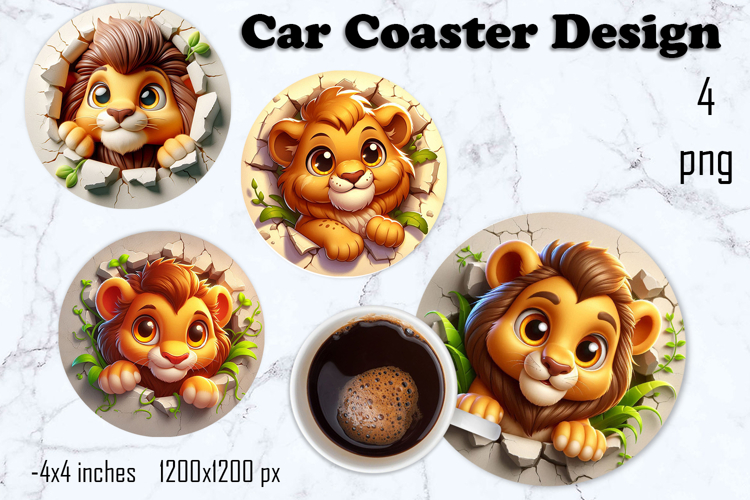 Funny animal, Broken Brick Wall car Coaster Design