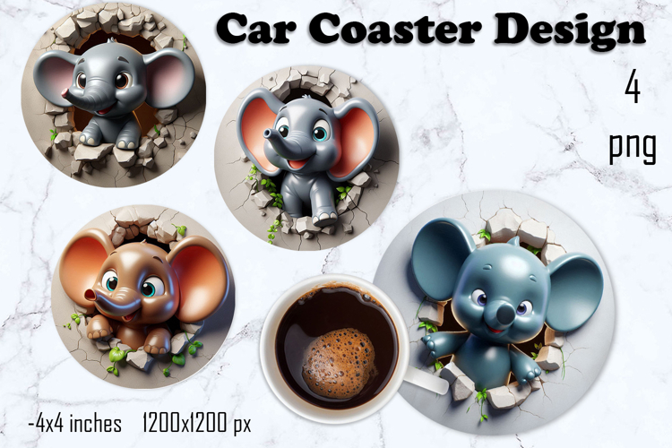 Funny animal, Broken Brick Wall car Coaster Design