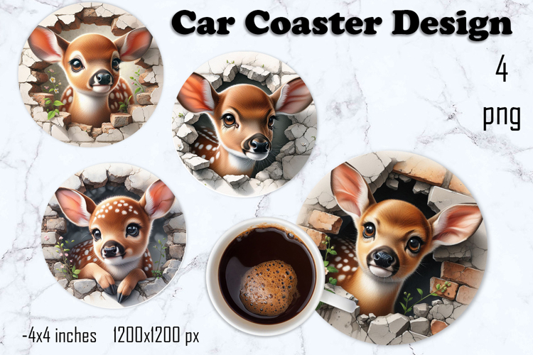 Funny animal, Broken Brick Wall car Coaster Design